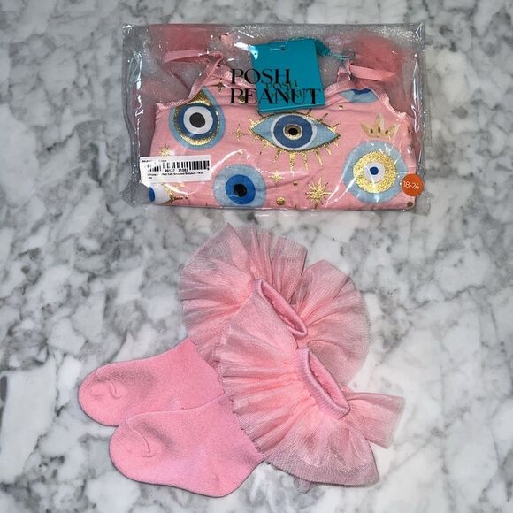 Posh Peanut Other - NWT POSH PEANUT FIONA TULLE BODYSUIT WITH MATCHING SOCKS 18/24M